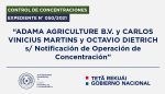 La Dirección de Investigación emite parecer sobre la concentración entre Adama Agriculture B.V. y Carlos Vinicius Martins y Octavio Dietrich