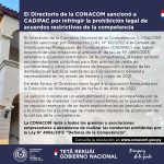 El Directorio de la CONACOM sancionó a CADIPAC por infringir la prohibición legal de acuerdos restrictivos de la competencia